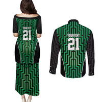 Custom Basketball New Zealand Couples Matching Puletasi and Long Sleeve Button Shirt Green Maori Ta Moko Indigenous LT9 - Polynesian Pride