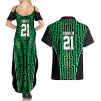 Custom Basketball New Zealand Couples Matching Summer Maxi Dress and Hawaiian Shirt Green Maori Ta Moko Indigenous LT9 - Polynesian Pride
