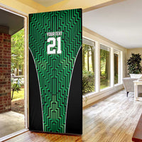 Custom Basketball New Zealand Door Cover Green Maori Ta Moko Indigenous - Polynesian Pride