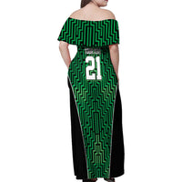 Custom Basketball New Zealand Family Matching Off Shoulder Maxi Dress and Hawaiian Shirt Green Maori Ta Moko Indigenous LT9 - Polynesian Pride