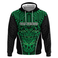 Custom Basketball New Zealand Hoodie Green Maori Ta Moko Indigenous - Polynesian Pride