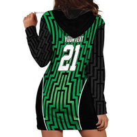 Custom Basketball New Zealand Hoodie Dress Green Maori Ta Moko Indigenous - Polynesian Pride