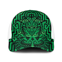 Basketball New Zealand Mesh Trucker Cap Green Maori Ta Moko Indigenous - Polynesian Pride