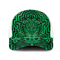 Basketball New Zealand Mesh Trucker Cap Green Maori Ta Moko Indigenous - Polynesian Pride