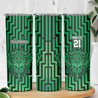 Custom Basketball New Zealand Skinny Tumbler Green Maori Ta Moko Indigenous - Polynesian Pride