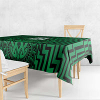 Custom Basketball New Zealand Tablecloth Green Maori Ta Moko Indigenous - Polynesian Pride