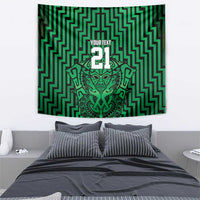 Custom Basketball New Zealand Tapestry Green Maori Ta Moko Indigenous - Polynesian Pride