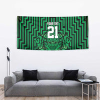 Custom Basketball New Zealand Tapestry Green Maori Ta Moko Indigenous - Polynesian Pride