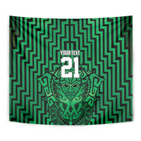 Custom Basketball New Zealand Tapestry Green Maori Ta Moko Indigenous - Polynesian Pride