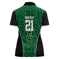 Custom Basketball New Zealand Women Polo Shirt Green Maori Ta Moko Indigenous - Polynesian Pride