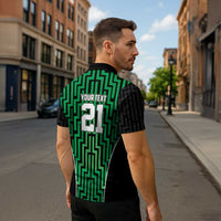 Custom Basketball New Zealand Zipper Polo Shirt Green Maori Ta Moko Indigenous - Polynesian Pride