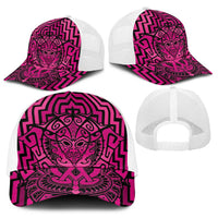 Basketball New Zealand Baseball Net Cap Pink Maori Ta Moko Indigenous - Polynesian Pride
