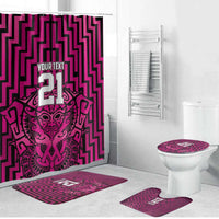 Custom Basketball New Zealand Bathroom Set Pink Maori Ta Moko Indigenous - Polynesian Pride
