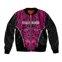 Custom Basketball New Zealand Bomber Jacket Pink Maori Ta Moko Indigenous - Polynesian Pride