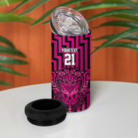 Custom Basketball New Zealand 4 in 1 Can Cooler Tumbler Pink Maori Ta Moko Indigenous - Polynesian Pride