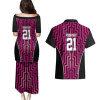 Custom Basketball New Zealand Couples Matching Puletasi and Hawaiian Shirt Pink Maori Ta Moko Indigenous LT9 - Polynesian Pride