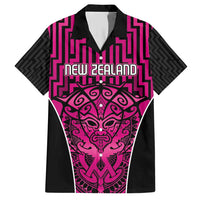 Custom Basketball New Zealand Family Matching Short Sleeve Bodycon Dress and Hawaiian Shirt Pink Maori Ta Moko Indigenous LT9 Dad's Shirt - Short Sleeve Pink - Polynesian Pride