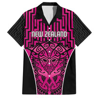 Custom Basketball New Zealand Family Matching Summer Maxi Dress and Hawaiian Shirt Pink Maori Ta Moko Indigenous LT9 Dad's Shirt - Short Sleeve Pink - Polynesian Pride