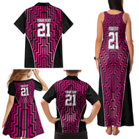 Custom Basketball New Zealand Family Matching Tank Maxi Dress and Hawaiian Shirt Pink Maori Ta Moko Indigenous - Polynesian Pride