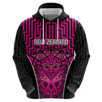 Custom Basketball New Zealand Hoodie Pink Maori Ta Moko Indigenous - Polynesian Pride