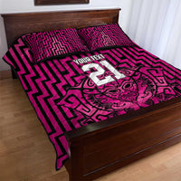 Custom Basketball New Zealand Quilt Bed Set Pink Maori Ta Moko Indigenous - Polynesian Pride