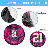 Custom Basketball New Zealand Spare Tire Cover Pink Maori Ta Moko Indigenous - Polynesian Pride