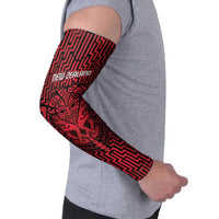 Custom Basketball New Zealand Arm Sleeves Red Maori Ta Moko Indigenous - Polynesian Pride