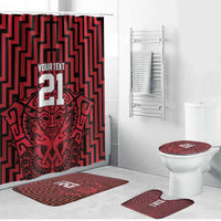 Custom Basketball New Zealand Bathroom Set Red Maori Ta Moko Indigenous - Polynesian Pride