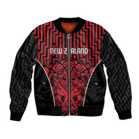 Custom Basketball New Zealand Bomber Jacket Red Maori Ta Moko Indigenous - Polynesian Pride