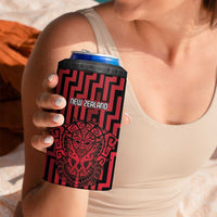 Custom Basketball New Zealand 4 in 1 Can Cooler Tumbler Red Maori Ta Moko Indigenous - Polynesian Pride