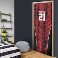 Custom Basketball New Zealand Door Cover Red Maori Ta Moko Indigenous - Polynesian Pride