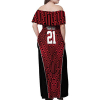 Custom Basketball New Zealand Family Matching Off Shoulder Maxi Dress and Hawaiian Shirt Red Maori Ta Moko Indigenous - Polynesian Pride