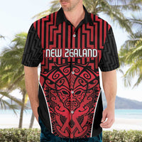 Custom Basketball New Zealand Hawaiian Shirt Red Maori Ta Moko Indigenous - Polynesian Pride