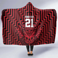 Custom Basketball New Zealand Hooded Blanket Red Maori Ta Moko Indigenous - Polynesian Pride