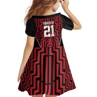 Custom Basketball New Zealand Kid Short Sleeve Dress Red Maori Ta Moko Indigenous - Polynesian Pride