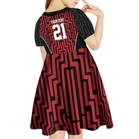 Custom Basketball New Zealand Kid Short Sleeve Dress Red Maori Ta Moko Indigenous - Polynesian Pride