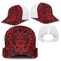Basketball New Zealand Mesh Trucker Cap Red Maori Ta Moko Indigenous - Polynesian Pride