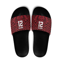 Custom Basketball New Zealand Slide Sandals Red Maori Ta Moko Indigenous - Polynesian Pride
