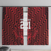 Custom Basketball New Zealand Window Curtain Red Maori Ta Moko Indigenous - Polynesian Pride