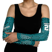 Custom Basketball New Zealand Arm Sleeves Teal Maori Ta Moko Indigenous - Polynesian Pride
