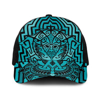Basketball New Zealand Baseball Net Cap Teal Maori Ta Moko Indigenous - Polynesian Pride