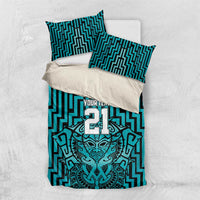 Custom Basketball New Zealand Bedding Set Teal Maori Ta Moko Indigenous - Polynesian Pride