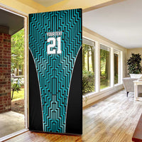 Custom Basketball New Zealand Door Cover Teal Maori Ta Moko Indigenous - Polynesian Pride