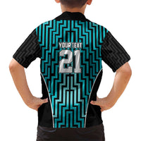 Custom Basketball New Zealand Family Matching Short Sleeve Bodycon Dress and Hawaiian Shirt Teal Maori Ta Moko Indigenous LT9 - Polynesian Pride