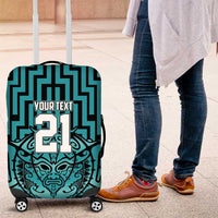 Custom Basketball New Zealand Luggage Cover Teal Maori Ta Moko Indigenous - Polynesian Pride