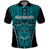 Custom Basketball New Zealand Polo Shirt Teal Maori Ta Moko Indigenous - Polynesian Pride