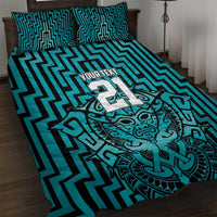 Custom Basketball New Zealand Quilt Bed Set Teal Maori Ta Moko Indigenous - Polynesian Pride