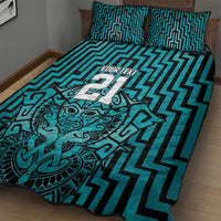 Custom Basketball New Zealand Quilt Bed Set Teal Maori Ta Moko Indigenous - Polynesian Pride