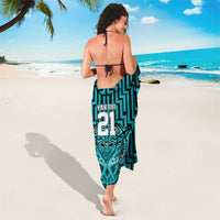 Custom Basketball New Zealand Sarong Teal Maori Ta Moko Indigenous - Polynesian Pride