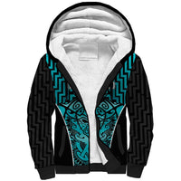 Custom Basketball New Zealand Sherpa Hoodie Teal Maori Ta Moko Indigenous - Polynesian Pride